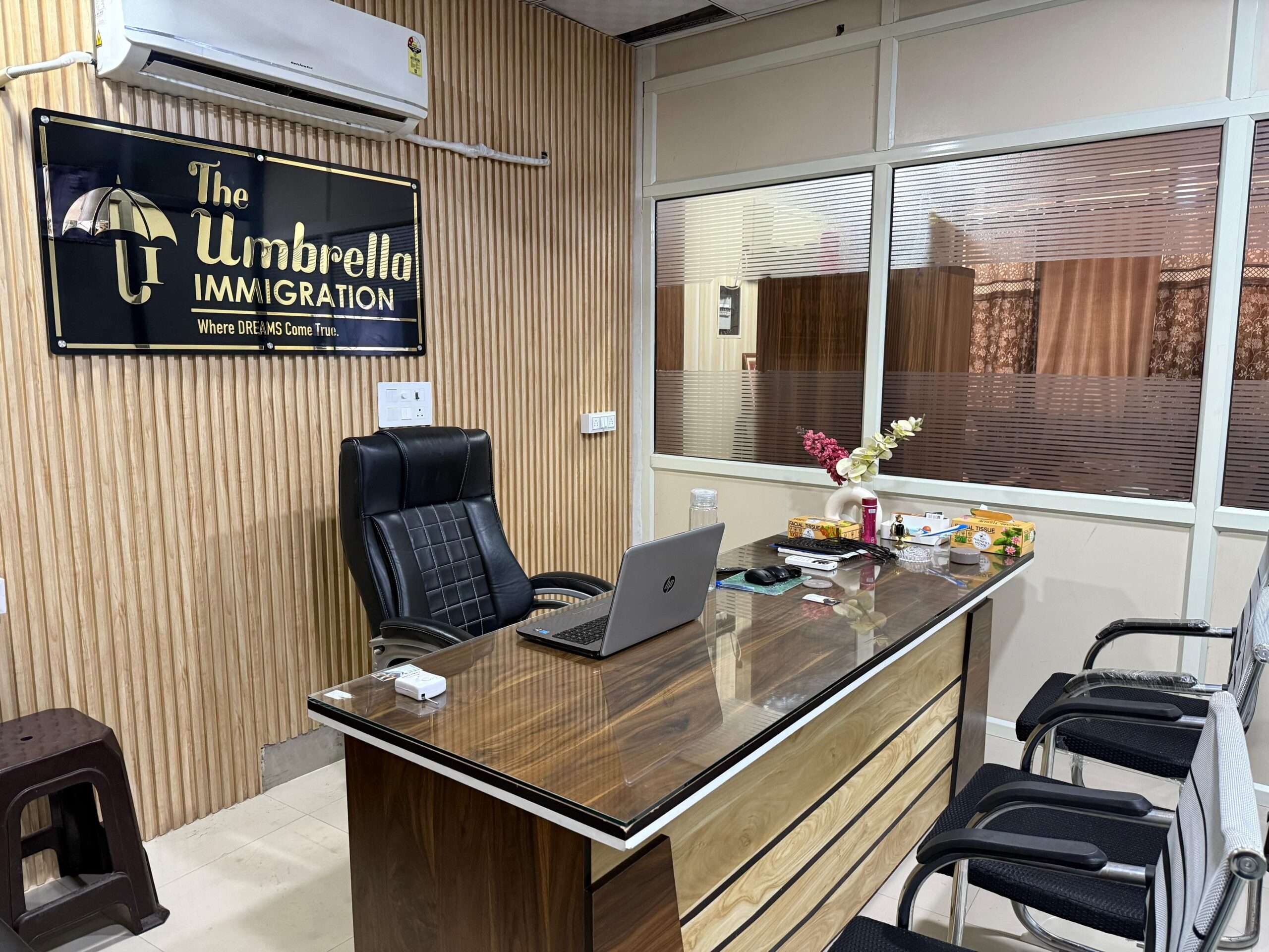 Conference room with presentation screen